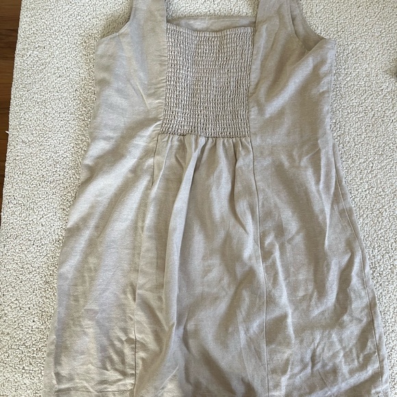Old Navy Light Beige Linen summer neutral mini dress XL - Picture 6 of 8